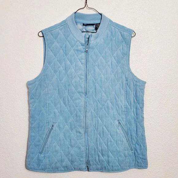 Relativity Womens Quilted Puffer Vest Sky Blue Size Small Full zip sleeveless - Picture 5 of 8